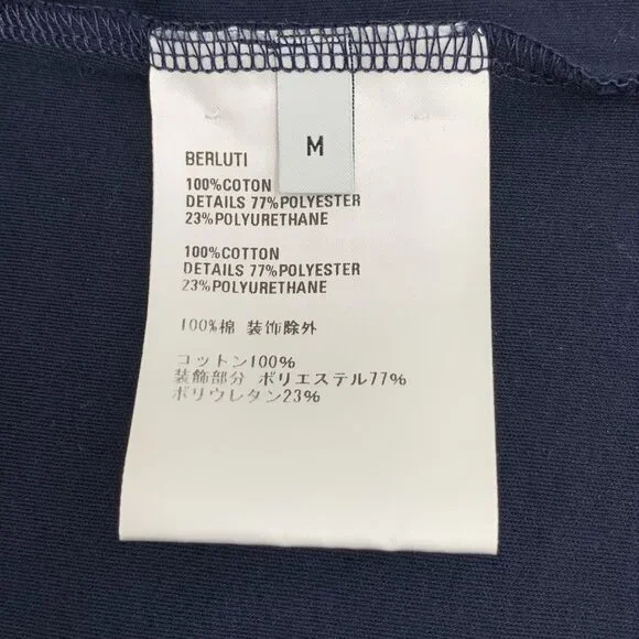 CM0379 Berluti Navy Blue Pocket T-Shirt With Logo Detail Crew Neck Short Sleeves
